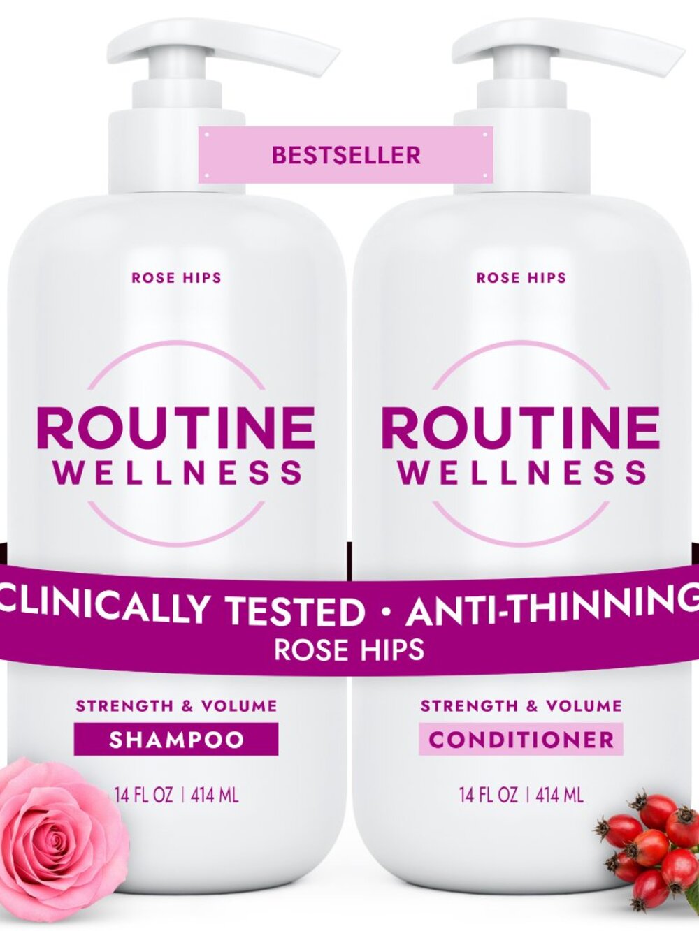 NEW Routine Wellness Shampoo & Conditioner | Rose Hip 414ml